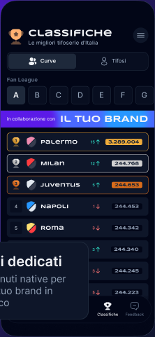 Classifiche delle curve con banner sponsor